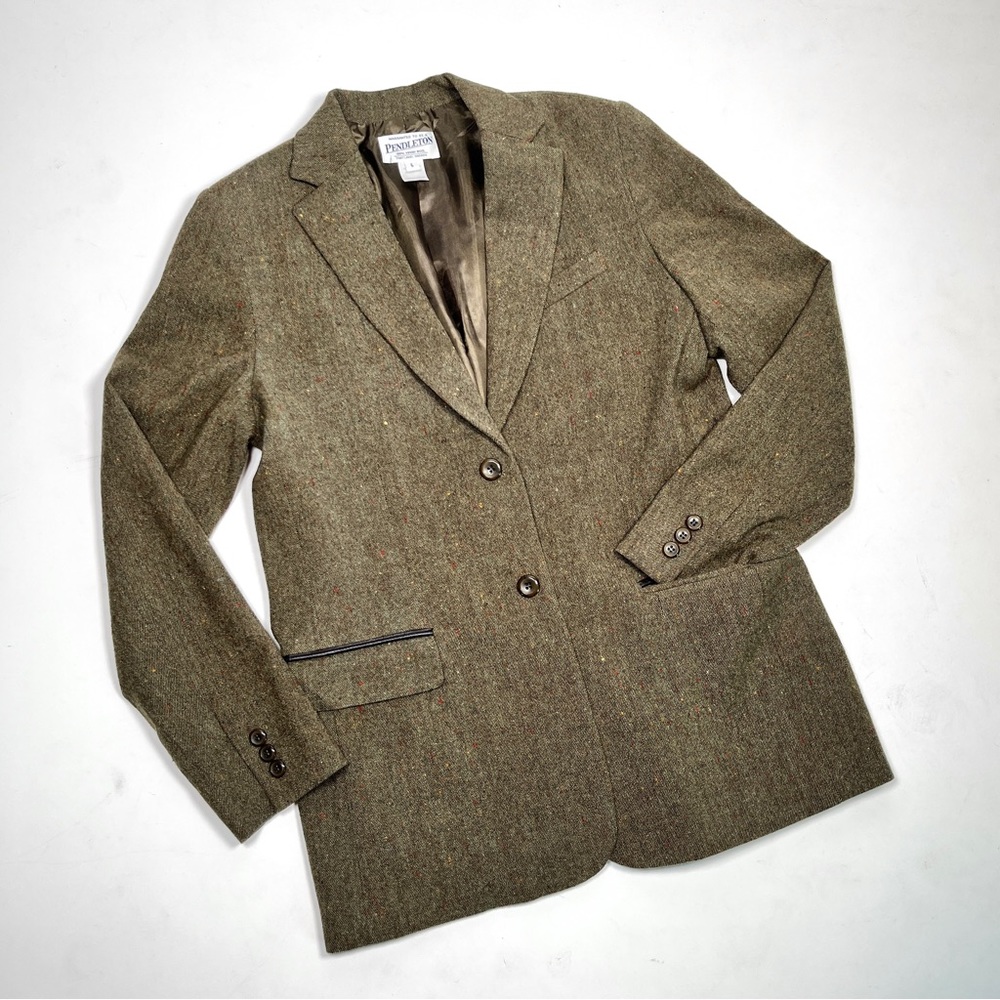 Pendleton 100% Virgin Wool Olive Green Blazer - image 2